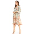 thumbnail image 4 of Sakkas Cocktail Full Sleeve V Neck Floral Printed Midi Dress (Women's), 4 of 5