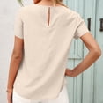 thumbnail image 4 of Camiseta de mujer Verano Cuello redondo Manga corta Casual Top suelto, Albaricoque, S Vogacara AP001321-13, 4 of 7