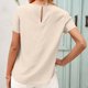 thumbnail image 4 of Camiseta de mujer Verano Cuello redondo Manga corta Casual Top suelto, Albaricoque, S Jumpingount AP001321-13, 4 of 7