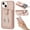 Rosegold, variant on Compatible with iPhone 13 Wallet Phone Case,360°Rotation Finger Ring Holder Kickstand,with Card Holder,Lychee Pattern PU Leather Durable Shockproof Rugged Phone Case,Brown