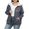 thumbnail image 3 of QIUOMBBP Winter Jackets for Women Plus Size Sherpa Lined Full Zip Hoodies Wine Glass Print Long Sleeve Fleece Sweatshirts, Gray, XXXL, 3 of 5