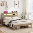 thumbnail image 7 of Queen Size Wood Platform Bed Frame with Storage LED Light & 2 USB,No Box Spring Needed,Dark Gray for Bedroom, 7 of 7