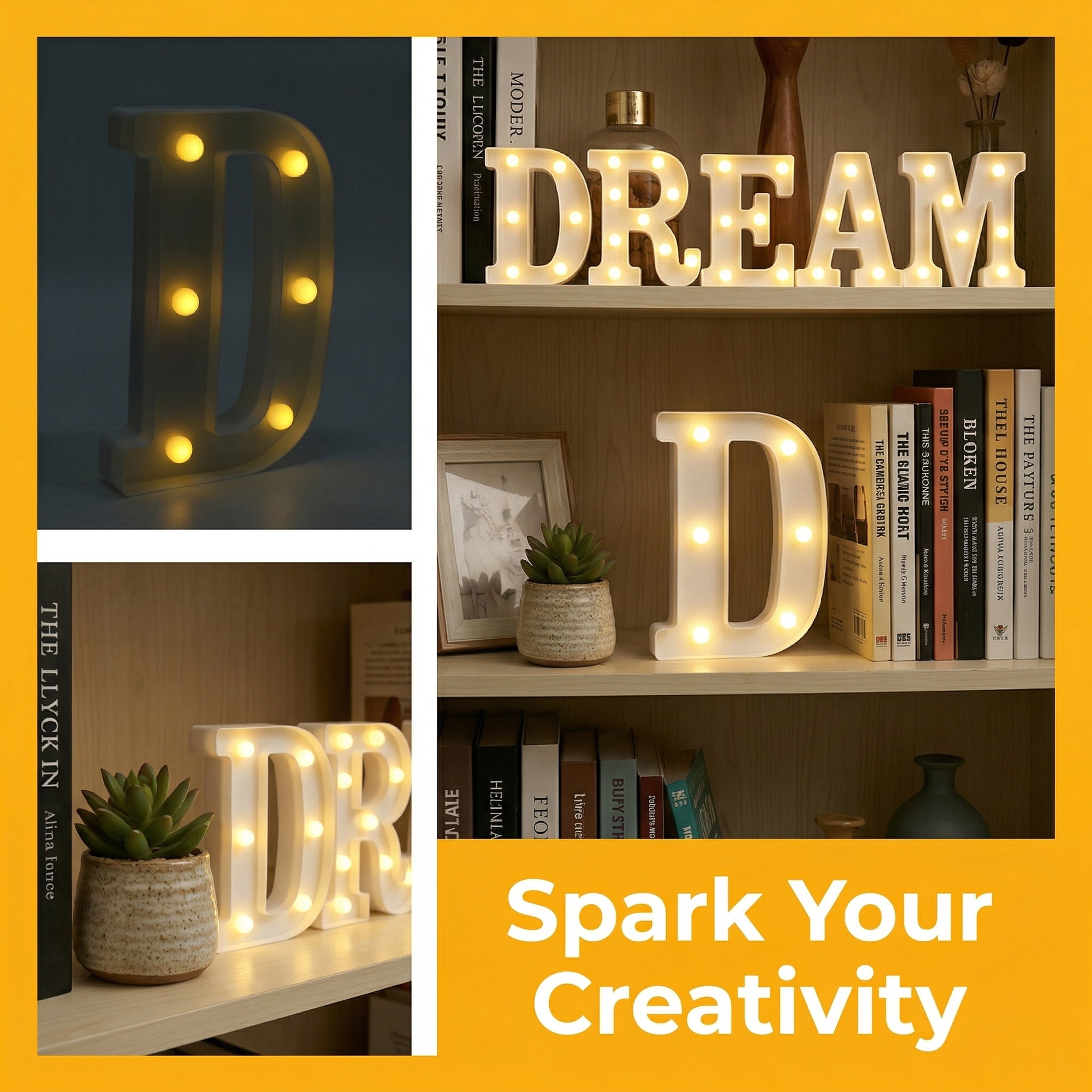 Unique Bargains Marquee Letters With Lights LED Light Up Signs Letter D 5.5"L x 1.3"W x 8.1"H