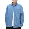 thumbnail image 2 of Kaemgyyd Denim Shirts for Men Soft Cotton Long Sleeve Tops with Pockets Casual Oversized Button down Clothes, 2 of 3