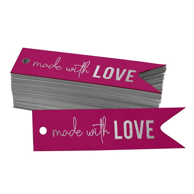 Inkdotpot Pack Of 50 Real Silver Foil Paper Tags Made With Love Text Favor Hang Tags