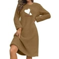 thumbnail image 7 of Women's Fuzzy Fleece Nightgown Heart Printed Thicken House Coat Casual Long Sleeve Crewneck Sleepwear Flannel Night Dress, 7 of 7