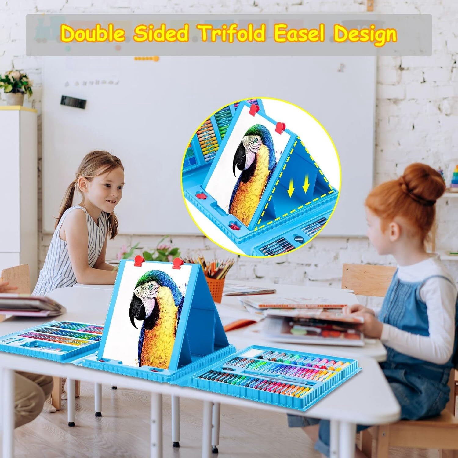 208 Pcs Art and Craft Supplies Colored Pencils - School Supplies Kit Painting Drawing Sketching Coloring Teens Girls Boys Kids Ages 6 7 8 9 10 11 12 Years Old with Oil Pastels Crayons