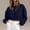 Navy, variant on Cropped Sweatshirt for Women Oversized Crewneck Cotton Long Sleeve Crop Pullover Casual Lightweight Sweater S