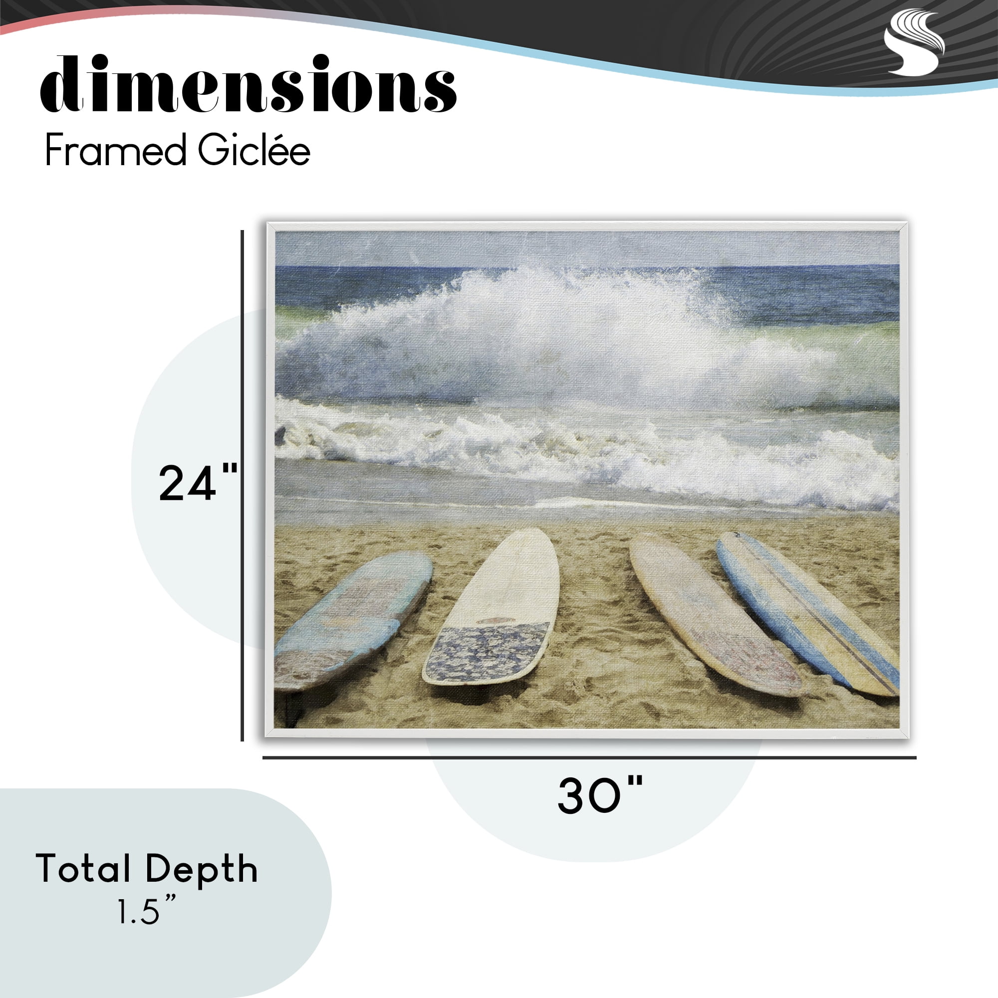 Stupell Industries Surfboards At The Ready White Framed Giclee Art, design by Grotto Studios