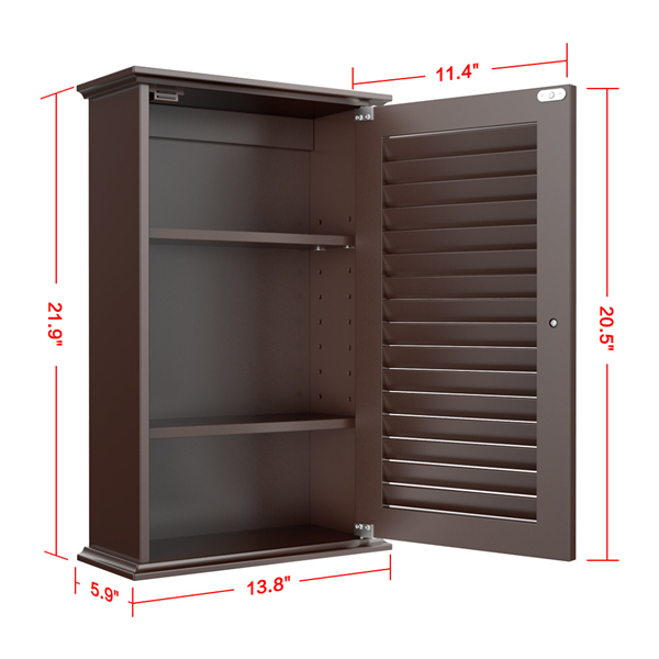 Yaheetech Wall Mounted 3Tier Storage Single Louvered Door
