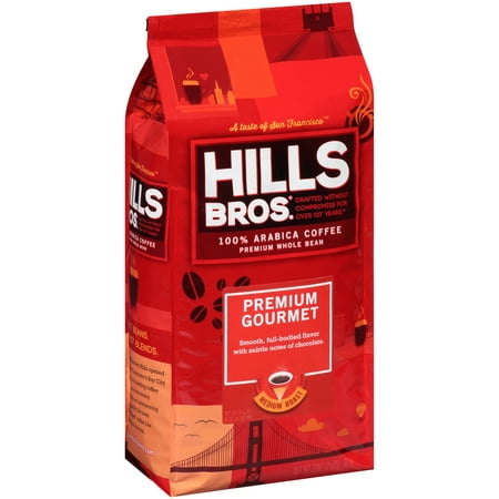 Hills Bros. 100% Arabica Premium Gourmet Whole Bean Coffee, Medium Roast, 32