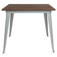 thumbnail image 6 of Flash Furniture Parker 36" Square Silver Metal Indoor Table with Walnut Rustic Wood Top, 6 of 6