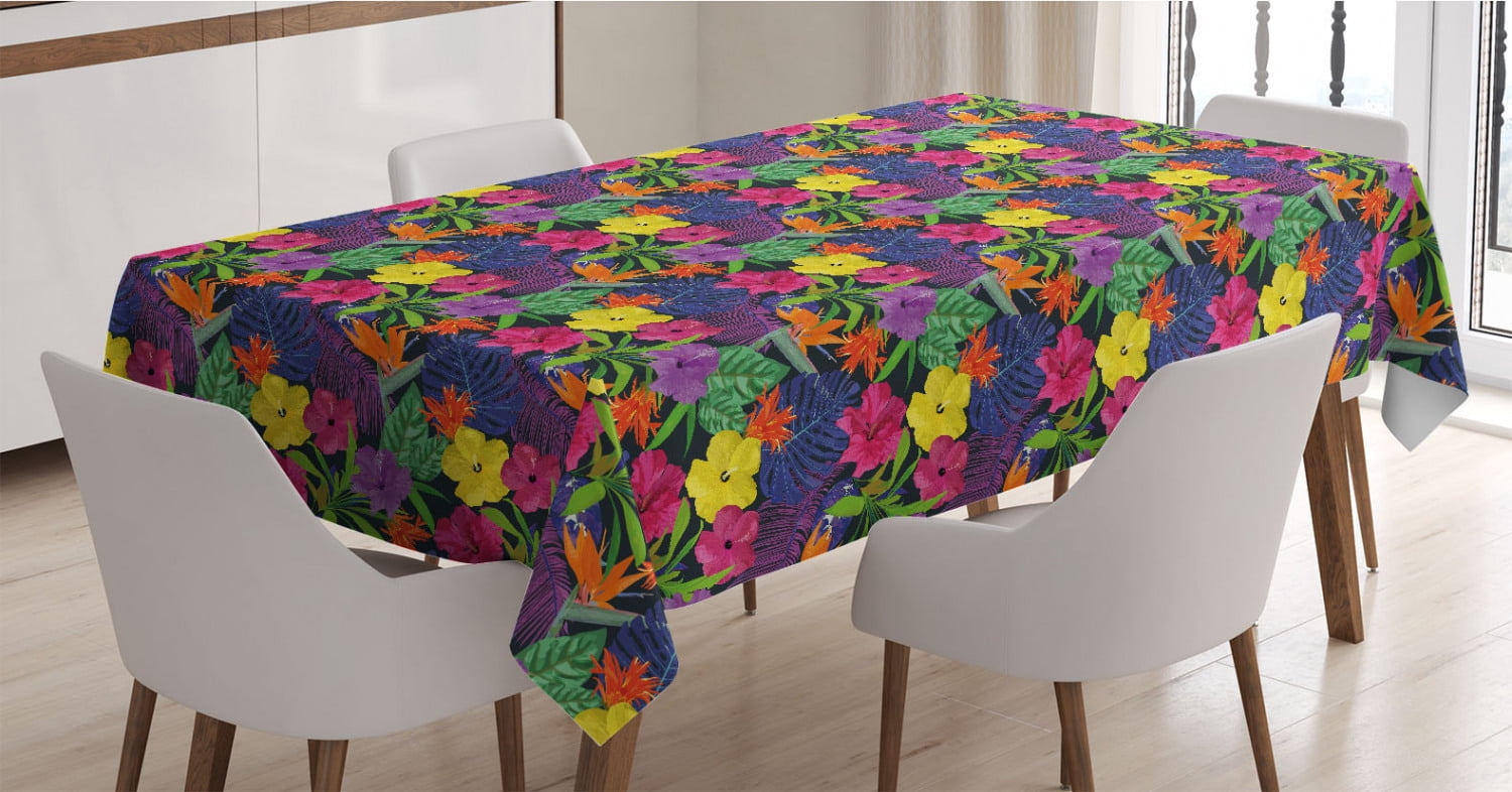 Colored Tablecloth Colorful Tablecloth, Vibrant Colored Bedding Plants Hibiscus Bloom ...