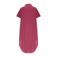 thumbnail image 6 of Bovxnpu Summer Plus Size Dresses for Women, Women's Casual T Shirt Dress, Ladies Fashion Loose Temperament Casual Solid Color Button Mid-length Dress XXL, 6 of 6