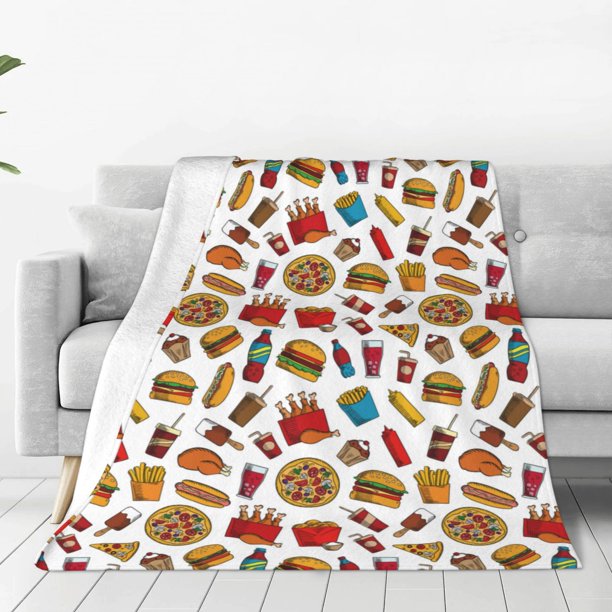 Balery Hot Dog Pizza Manta de Felpa Suave y Acogedora – Cobija de Franela Aterciopelada para Cama, Lavable y Cálida para Sofá, Mascotas, Transpirable-50"x40"