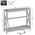 thumbnail image 5 of Yaheetech 2-Tier Industrial Console Table with Power Outlet for Hallway, Gray, 5 of 11