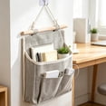 thumbnail image 5 of Wall Hanging Storage Bag,Large Capacity Multi-Pocket Canvas Wall Organizer for Over The Door | Closet Storage Pouch with Hang Rope | Perfect for Bathroom Kitchen & Bedroom,Gray, 5 of 7
