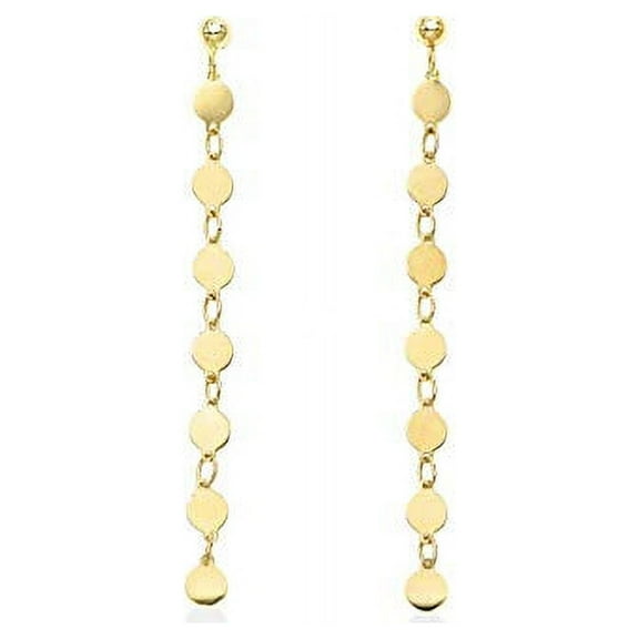 JewelStop 14K Yellow Gold 55x3mm Polished Single Strand Drop Pebble Earrings with Push Back Clasp