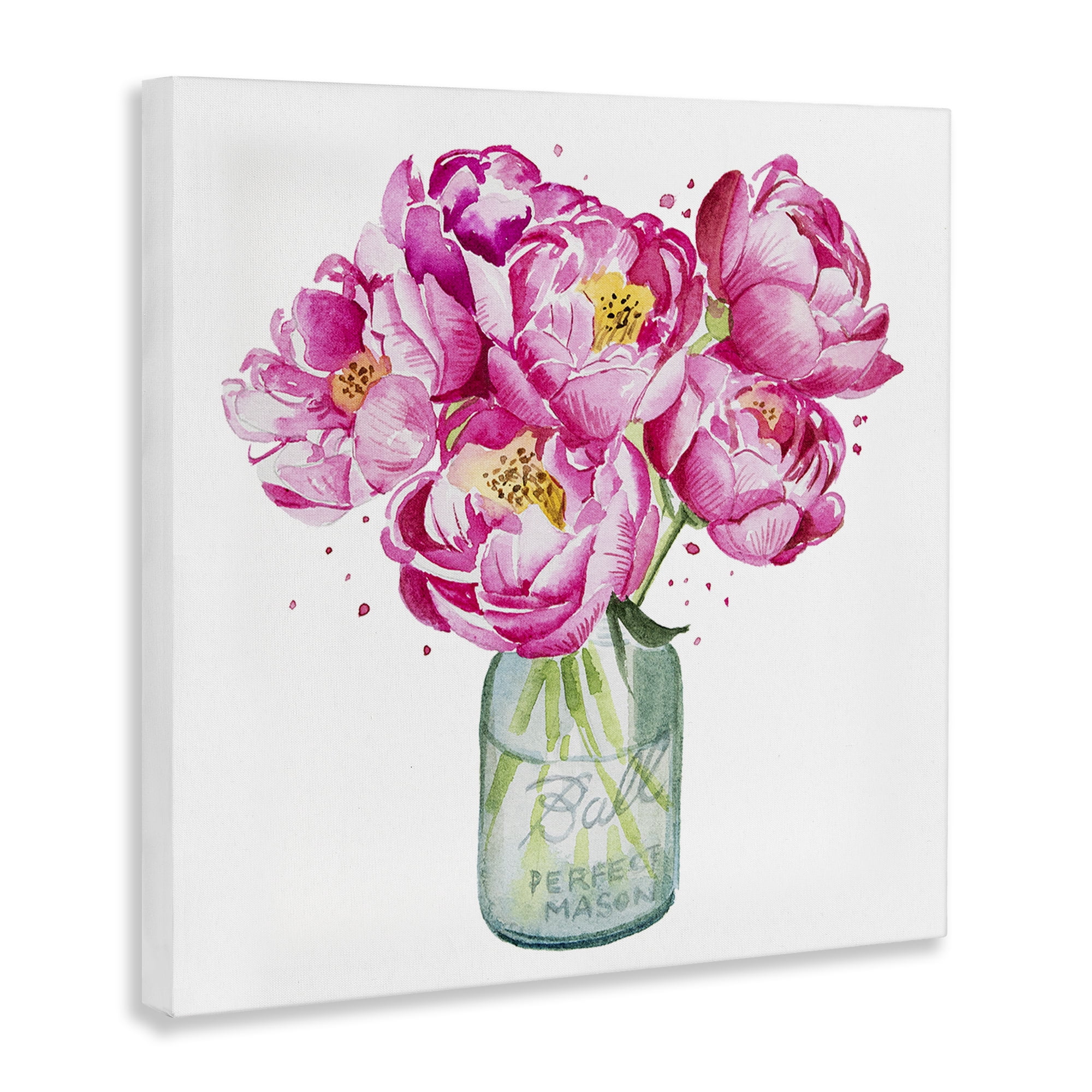 Stupell Industries Pink Peony Jar Botanical & Floral Painting Gallery Wrapped Canvas Art Print Wall Art, 36 x 36