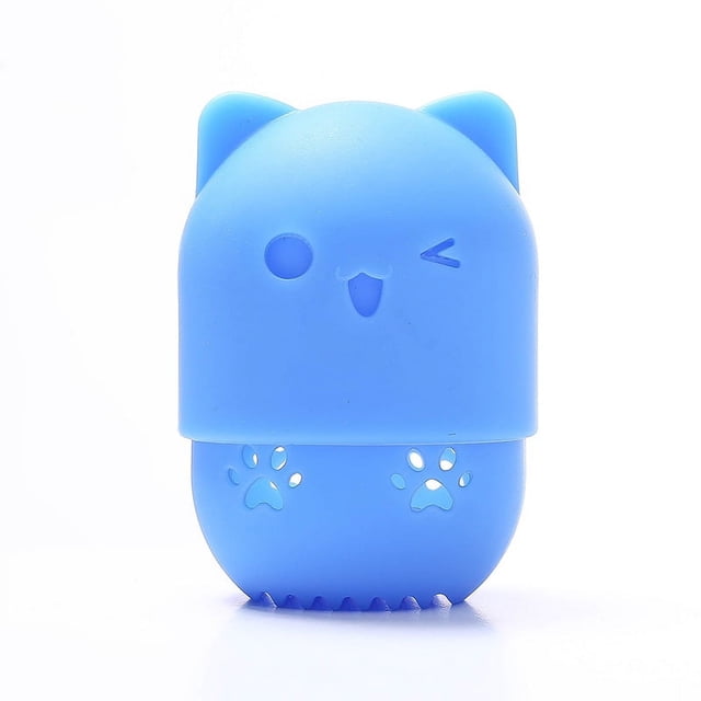 Estuche para guardar huevos de maquillaje de belleza, funda protectora portátil de silicona para viajes, caja de almacenamiento a prueba de polvo Meow puff
