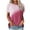 Pink, variant on Womens Tops Plus Size Women's Short Sleeved Gradient Printed Round Neck T-shirt Top