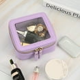 thumbnail image 4 of Bolsa de maquillaje Aveniee Mini de piel sintética Saffiano transparente de color lila, 4 of 7
