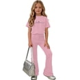 thumbnail image 4 of Fnooota Girls Summer Outfit Sets, Short Sleeve Casual Printed Kids' Clothing Sets Girls' 2 Piece Sets Watermelon Red Size 10, 4 of 6