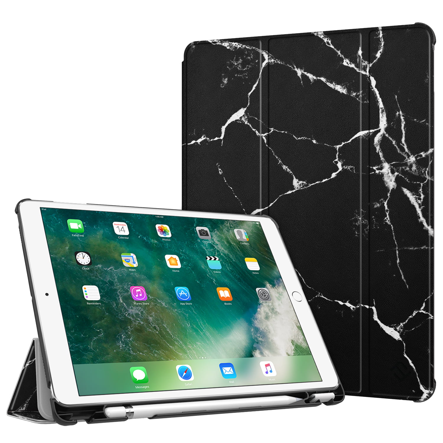 For iPad Pro 10.5 Case with Built-in Apple Pencil Holder Smart Slimshell Cover 