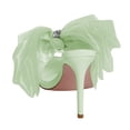 thumbnail image 3 of FSJ Women Sexy Cute Chiffon Pointed Open Toe Sandals Bow Slip On Stiletto High Heel Mules Daily Walking Party Dressy Shoes Size 13 Green, 3 of 4