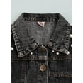 thumbnail image 5 of Qiylii Kid Girl Boy Denim Coat Long Sleeve Lapel Buttons Cardigan, Black, 5 of 8