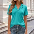 thumbnail image 6 of vigerkar Women's Polo Shirts Lapel Collar V Neck Short Sleeve Blouse Dressy Casual Tunic Tops (Green, S), 6 of 7