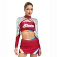 thumbnail image 7 of Aislor Women Cheerleading Crop Top with Skirt 2-Piece Cheer Leader Uniform Fancy Dress Burgundy XXL, 7 of 7