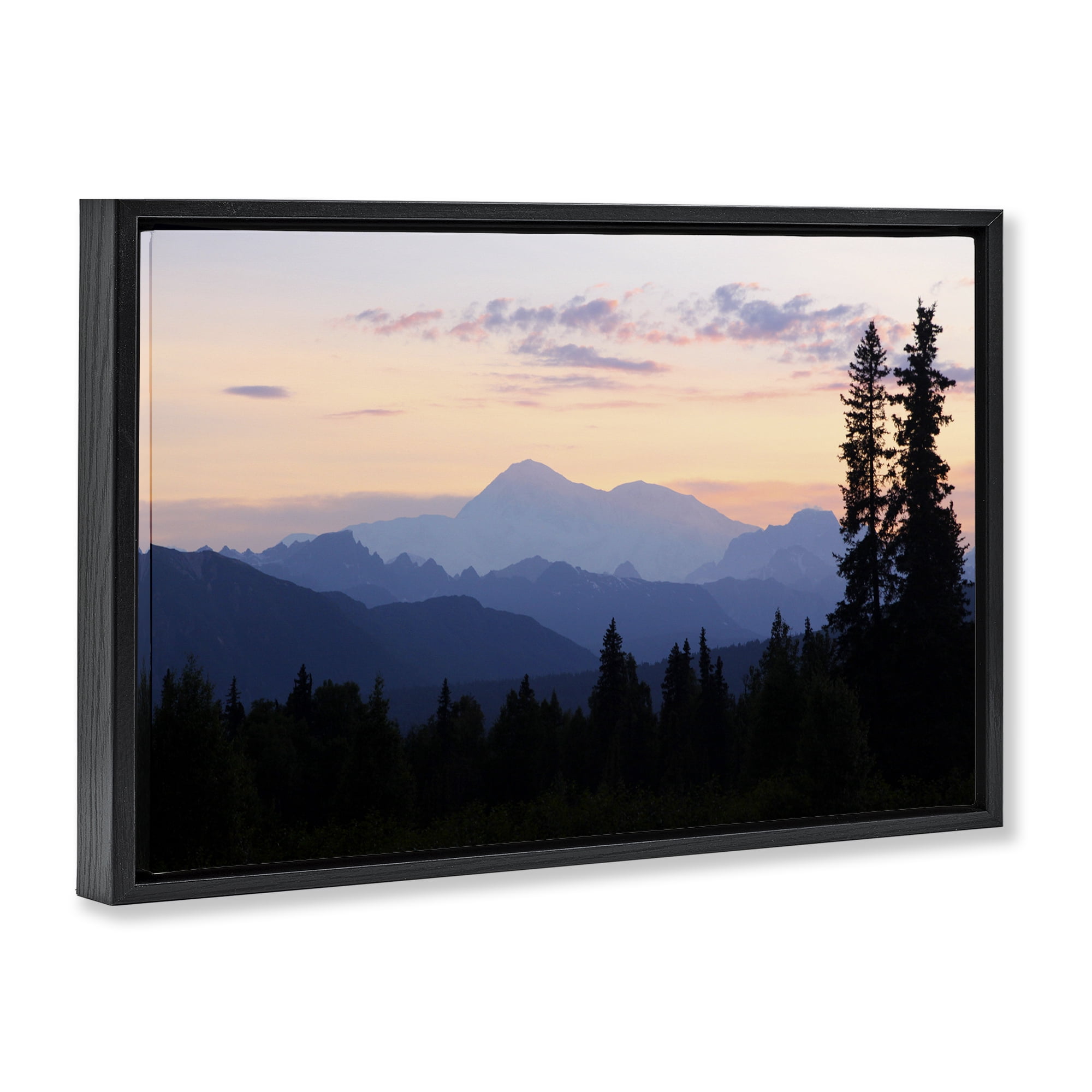 Stupell Industries Midnight On Mountain Landscape & Nature Photography Black Floater Framed Canvas Art Print Wall Art, 25 x 17
