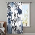 thumbnail image 2 of Navy Blue Black Coastal Turtle Sheer Curtains 63 Inches Long, Nautical Sea Coral Shell Light Filering Curtains, Breathable Simi Curtain Privacy Drapes for Living Room Bedroom Window Treatment, 2 of 7