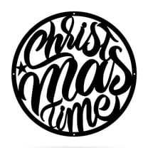 RealSteel: Merry Christmas Holiday Steel Sign - Festive Metal Wall Décor for Indoor/Outdoor Display (Type2/30"/ Black)