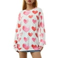 thumbnail image 4 of Gureui Valentine's Day Sweatshirt for Girls Women Long Sleeve Heart Print Graphic Relaxed Knit Sweater Casual Plus Size Holiday Crewneck Pullover Blouse Top Knitwear, 4 of 8