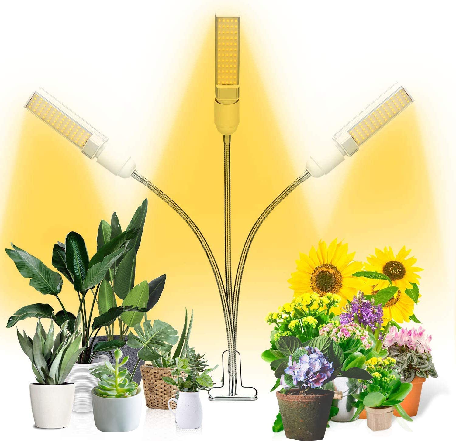 LED Grow Lights White Sunlike, 45W 132 LED 3 Head Plant Grow Light