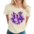 thumbnail image 7 of Yopmin Womens Butterfly Shirt Crew Neck Flower Casual Printed T Shirts Fashion Summer Clothes for Everyday Wear, 7 of 7