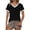 Black, variant on Daznico Women's Contrast Trim V-Neck Tee, Short Sleeve Casual Basic Top for Spring & Summer Everyday Wear,S