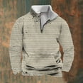 thumbnail image 2 of Timoontee Men's Quarter Zipper Sweatshirts Loose Long Sleeve Stand Up Collar Zebra Striped Print Pullover Tops Fall Winter Casual Thermal Warm Sweatshirts Beige L, 2 of 5