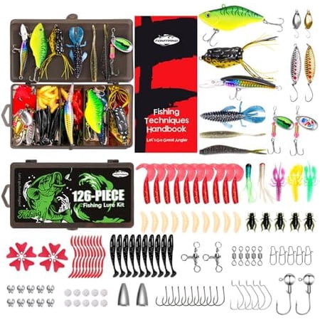 Fishing Lures – Tackle Box with Tackle Included Fishing Kit with VIBs Frogs Minnows Soft Baits Hooks & Weights Accessories Freshwater Lure Kit for Bass Walleye Trout