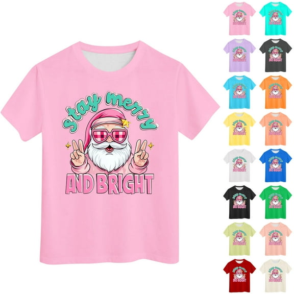 Ulanda Toddler Christmas Shirts Girls Boys Christmas Tree Cake T Shirt Kids Xmas Tee Short Sleeve Tops (Black, 9-10Years)