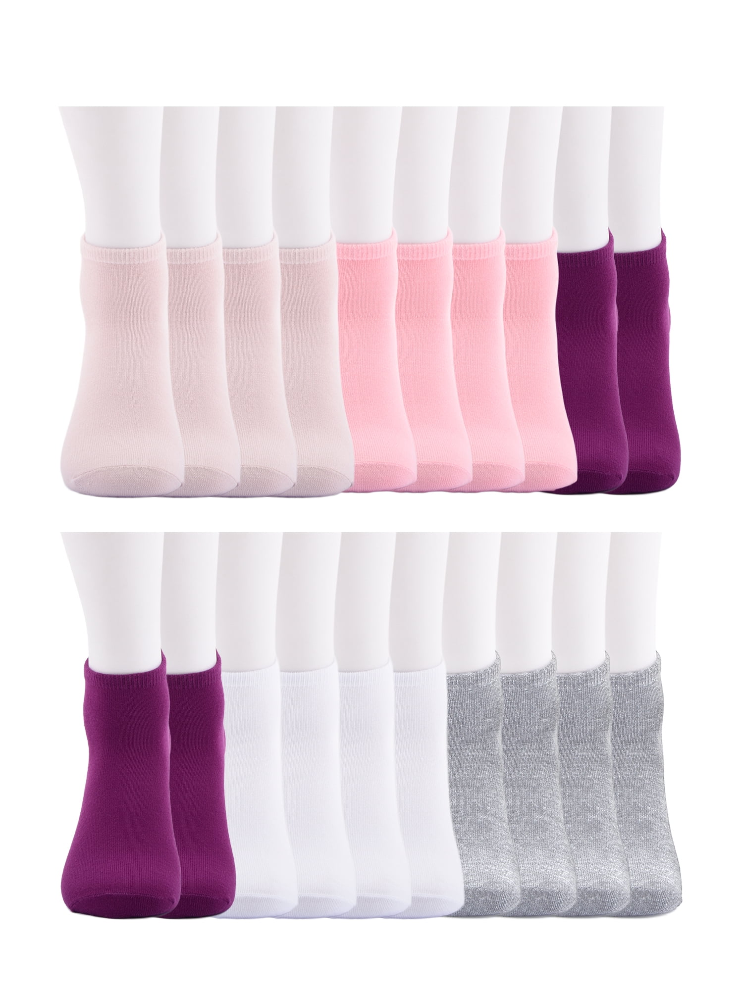 No Boundaries Women's Ankle Cut Socks, 20 Pack, Shoe Size 4-10