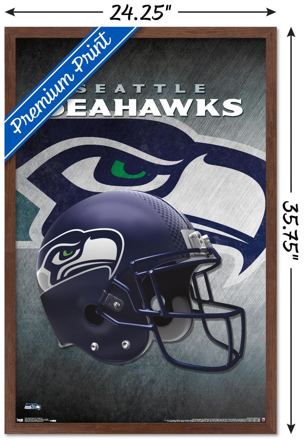 NFL Seattle Seahawks - Helmet 16 Wall Poster, 14.725" x 22.375" Framed