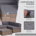 thumbnail image 4 of 7-Piece Outdoor Patio Furniture Set - Grey Wicker Sectional Sofa with Cushions & Coffee Table for Living Room, Deck & Garden - PE Rattan Design, 4 of 7