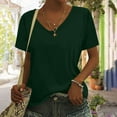 thumbnail image 6 of Women's Short Sleeve V-Neck T-Shirt Loose Fit Tops Base Plain Tshirts Summer Fashion Outfit Essentials, S Green-A, 6 of 7