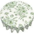 thumbnail image 3 of Spring Sage Green Floral Tablecloth Round 70 x 70 Inch Chioniserie Flowers Table Cloth Polyester Fabric Vintage Farmhouse Table Cover for Kitchen Party Dining Picnic Outdoor Decor, 3 of 6