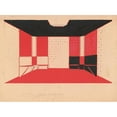 thumbnail image 2 of Winold Reiss 14x11 Gold Ornate Wood Frame and Double Matted Museum Art Print Titled - Design for Unidentified Building ‘Small Dining Room’.) (Drawing of Dining Room with Benches, in Black, V, 2 of 4