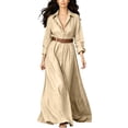 thumbnail image 2 of Aimik Women's Long Sleeve Button Down Maxi Shirt Dress Belted V-Neck Loose Fit Casual Flowy Maxi Dress, 2 of 6