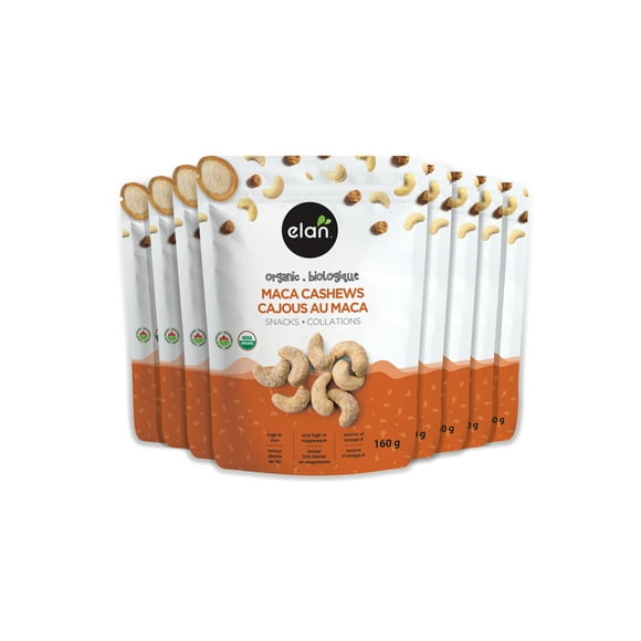ELAN Organic Gluten-Free Maca Cashews, 160g x 8 Pack